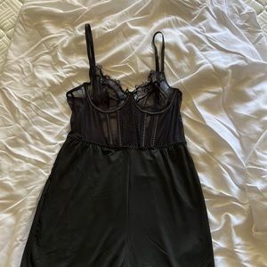 Black Lace Jumpsuit with Bralette detail.